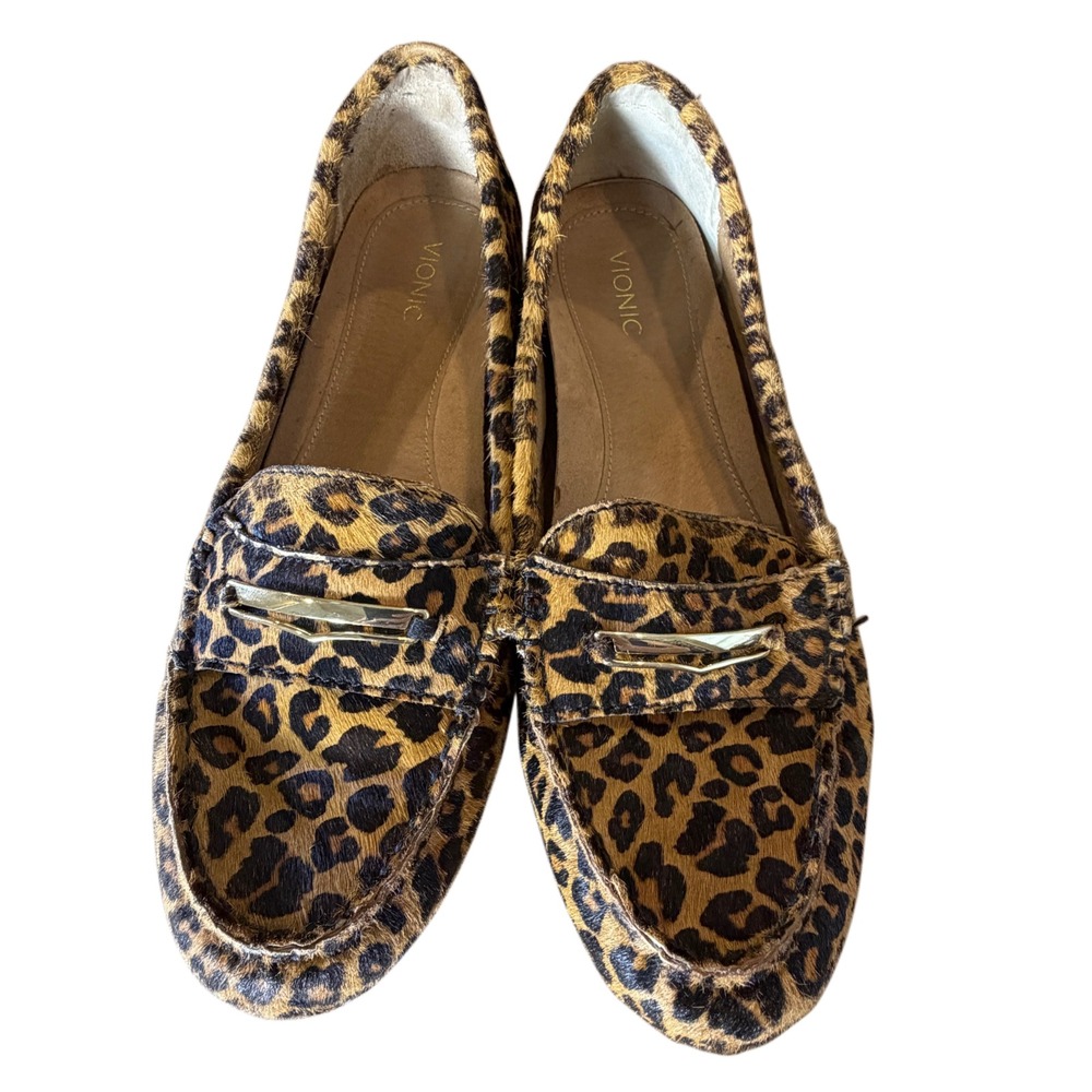 Vionic Ashby Leopard Haircalf Leather Comfort Loafers Slip On Women US 10 - Picture 2 of 7